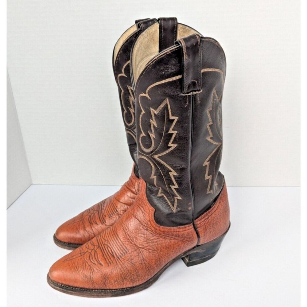 Abilene Mens Cowboy boots 8.5D-MADE IN THE USA-Leather Western 2-tone Rodeo-7923